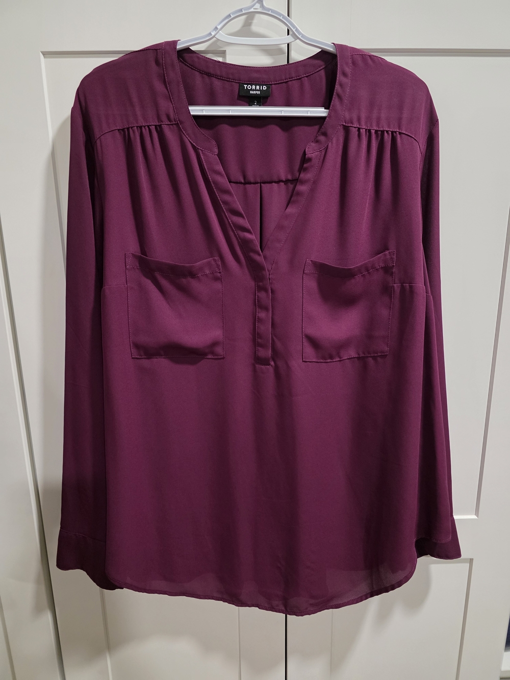 torrid Plum Split-Neck Pocket Blouse